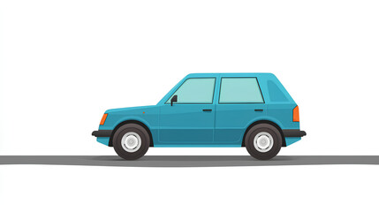 Obraz premium car on the road, white background, flat illustration 
