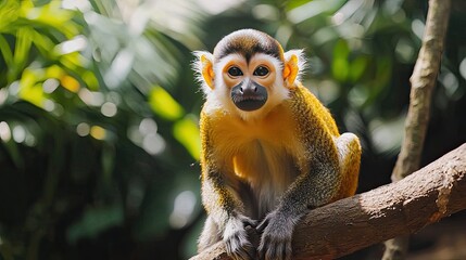 Fototapeta premium monkey on a branch close-up. Selective focus