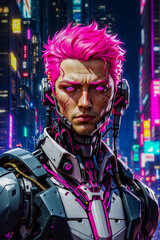 Cyberpunk Solider Protecting His VIP