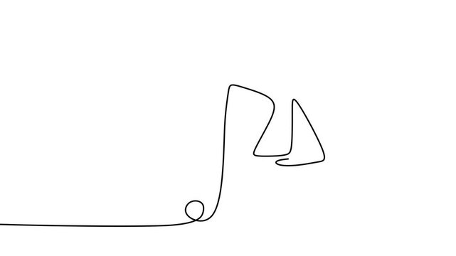 Continuous drawing line art of scale law symbol with black line and white background. One line