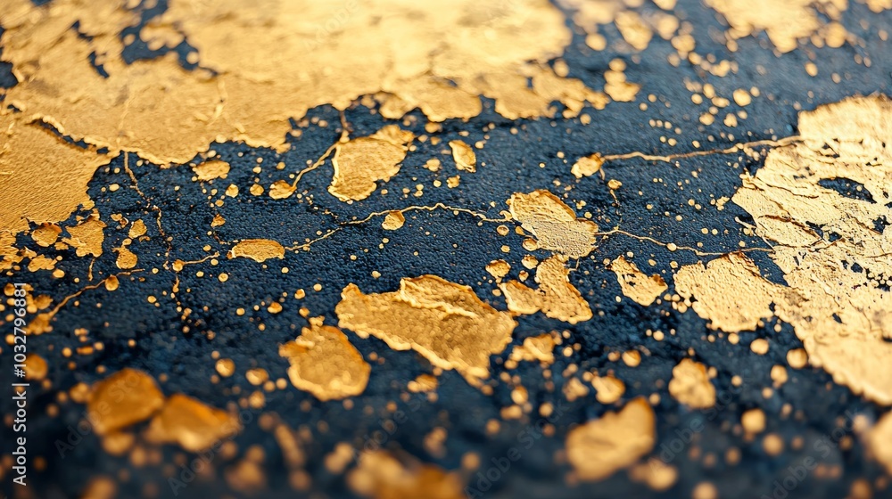 Poster a textured surface featuring a mix of gold and dark hues, showcasing an abstract pattern with patche