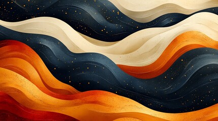 Obraz premium Abstract waves in warm and cool colors create a dynamic, flowing design.
