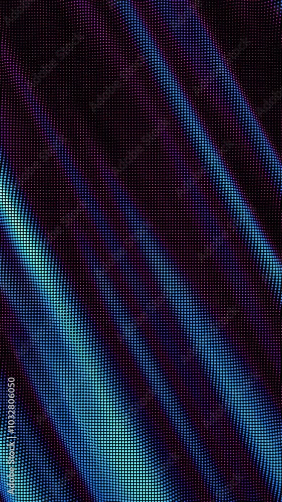 Poster looped waves of colorful points. digital data splash of point array. futuristic smooth glitch ui ele