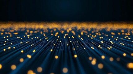 AI neural network wires converging with quantum particles, glowing in blue and gold, creating a powerful data flow with ample dark space for text 