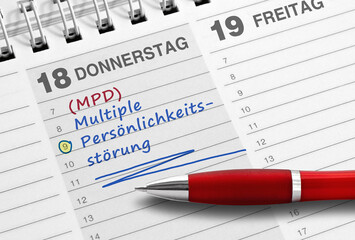 Diagnose, Notiz, Multiple Persönlichkeitsstörung (MPD)