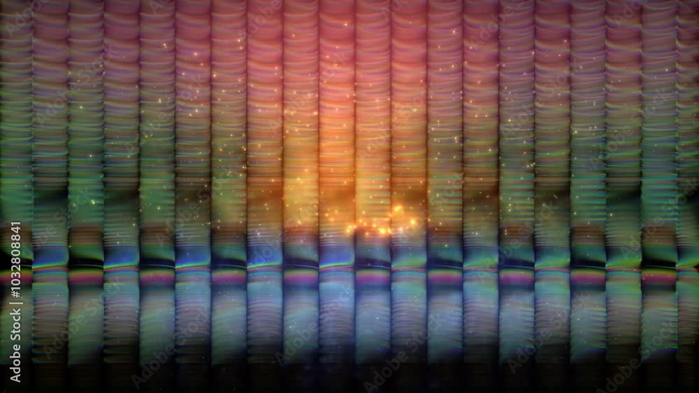 Wall mural abstract colorful background with iridescent lines and blurred glowing lights.