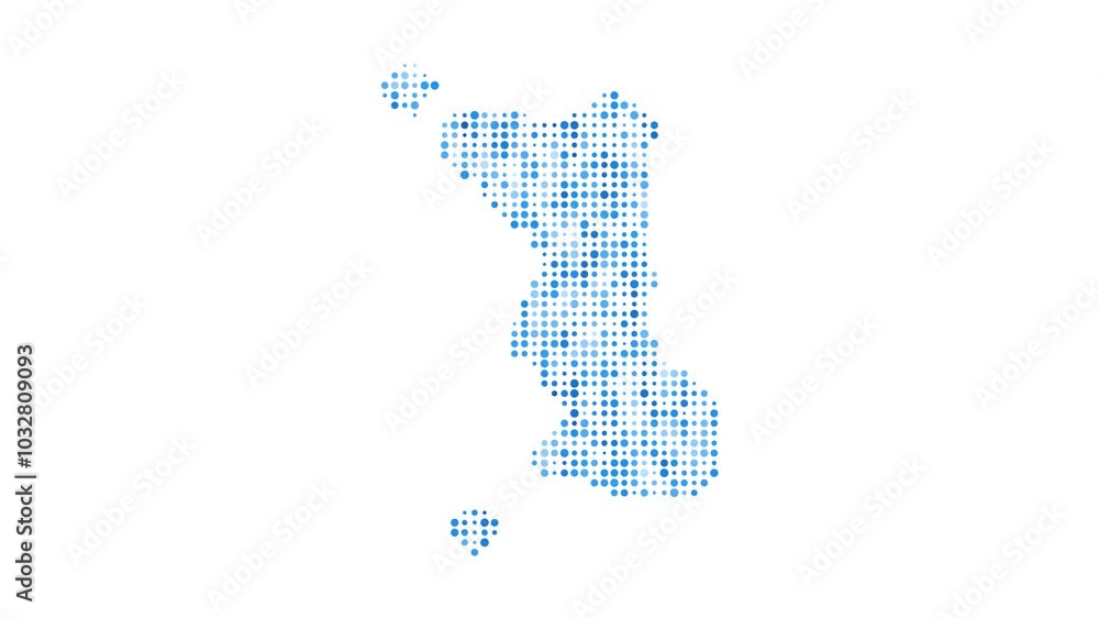 Poster malapascua island dotted digital map. map of malapascua island with pulsating colored circles. shape
