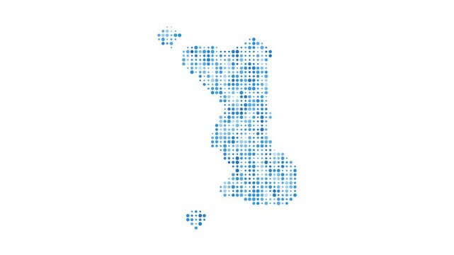 Malapascua Island dotted digital map. Map of Malapascua Island with pulsating colored circles. Shape filled with blue disks. Amazing video.