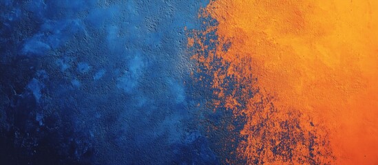 Dynamic blue and orange gradient background with grainy texture for artistic purposes. Generative AI