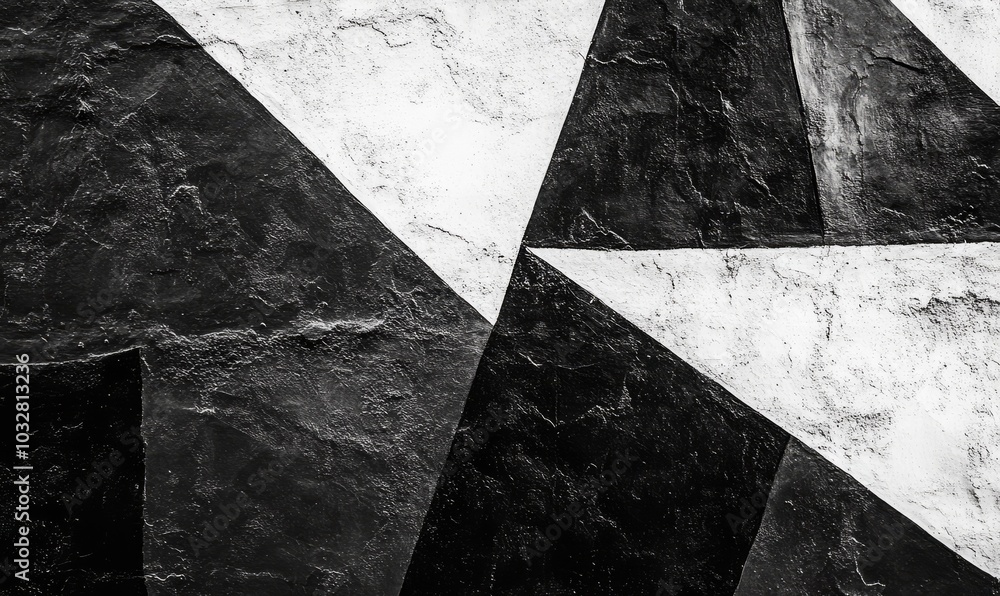 Aufkleber abstract sharp angular composition featuring contrasting black and white shapes arranged artisticall