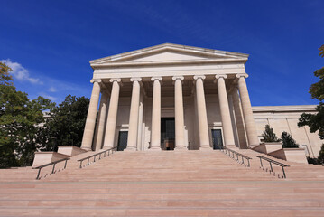 The National Gallery of Art exterior entrance at the National Mall in Washington D.C.