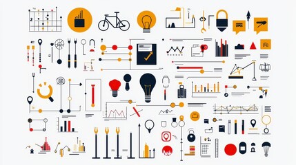 Naklejka premium Abstract Business Infographic Elements with Charts Diagrams and Icons