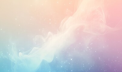 Abstract background with a dreamy celestial theme, featuring soft pastel colors and cosmic elements like stars and nebulae