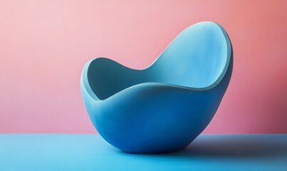 Abstract blue shape against colored background