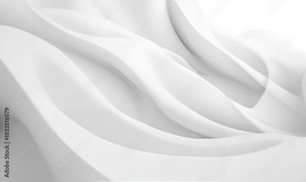 Poster Abstract design featuring smooth flowing lines in soft white tones, creating a serene atmosphere ideal for modern artistic expressions