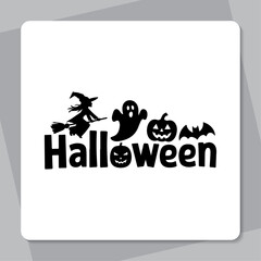 Fototapeta premium collection of Halloween silhouettes Set of logotype different types of black simple Halloween vector illustration silhouettes in white background.
