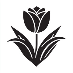 Tulip silhouette on white background
