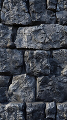 Close-up of textured dark stone wall, background, AI Generation