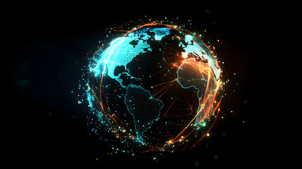 Modern Global Network Technology Visualization with Digital Connections