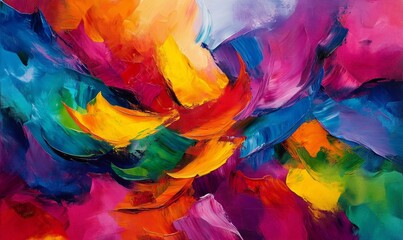 Vibrant hues dance across the canvas, evoking a sense of modern artistry and abstract expression in this colorful painting