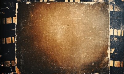 Obraz premium vintage distressed old photo light leaks film grain dust and scratches texture overlay with vignette border dirty grunge analog 8k widescreen retro effect background with copy space