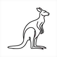 single one line Kangaroo silhouette on white background
