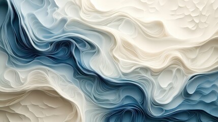 Obraz premium Delicate Spaghetti Carbonara Seamless 3D Textured Paper Design in White and Blue Tones on Beige Background