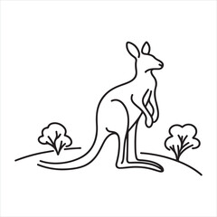 single one line Kangaroo silhouette on white background
