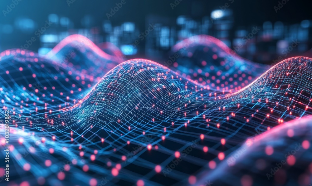 Poster big data and cybersecurity 3d illustration. neural networks and artificial intelligence. information