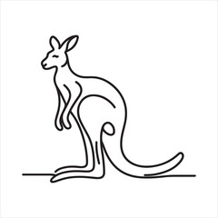 single one line Kangaroo silhouette on white background
