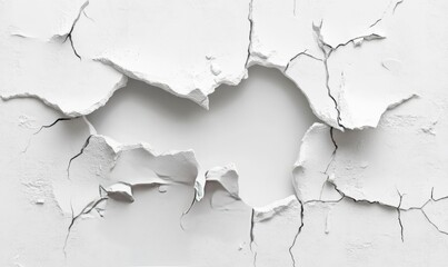 Obraz premium Broken hole white wall texture background fracture