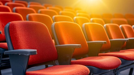 Obraz premium Empty Red Seats in a Stadium.