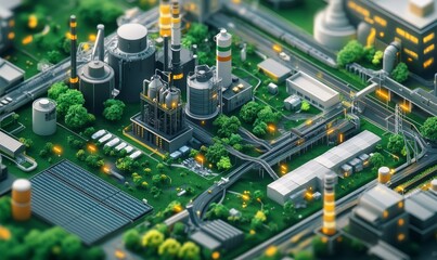 Obraz premium Traceability in supply chains for mining and industry 3d isometric block of terrain on a green background sustainable energy concept