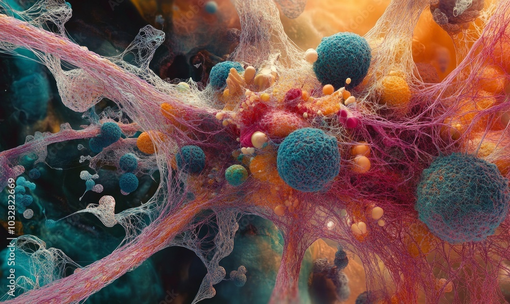Poster visually captivating metaphor of elastin fiber dynamics mirroring soothing sedative effects