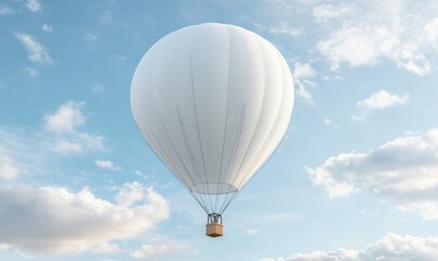 Obraz premium white blank hot sky balloon mockup empty air fly airship heaven clear gasbag blimp basket expedition template flight aerostat travel transportation