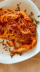 spaghetti with seafood