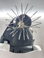 Mixer in the kitchen at home. Equipment for making cream. Professional mixer is on the table. Mixer whips cream. Pastry tools. Making a cake