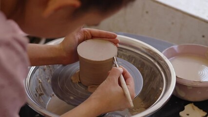Creating handmade pottery in a serene studio environment