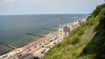 Svetlogorsk.Kaliningrad region.Hotel complex under construction on the Baltic Sea embankment
