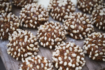 Preparation of an Italian Easter cake prepared in Sardinia	