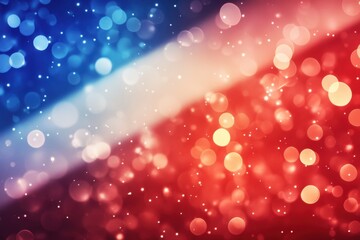 Red, white, and blue background with bokeh lights celebration of the national holiday on a blond theme with copy space for text Generative AI