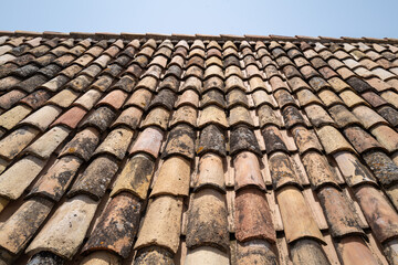 Close-up of traditional terracotta roof tiles in Dubrovnik