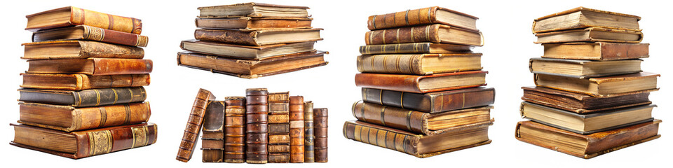 Old books isolated on transparent background PNG file