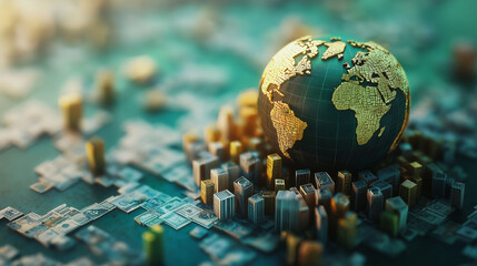 Concept of economic crisis. It has spread around the world and the economy has collapsed.