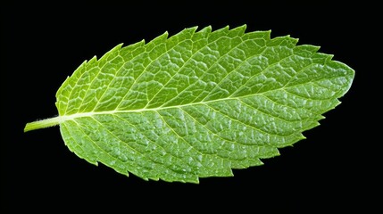 Detailed Macro Shot of Chocolate Mint Leaf Highlighting Serrated Edges and Rich Green Color