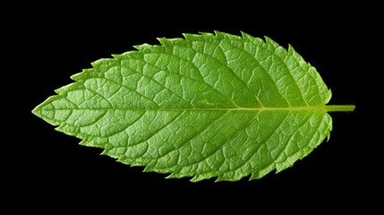 Macro Close-up of Lush Chocolate Mint Leaf with Serrated Edges and Soft Texture in Ultra-Detailed Shot