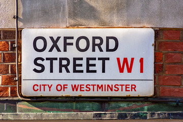 Oxford street in City of Westminster sign, London, UK © Mistervlad
