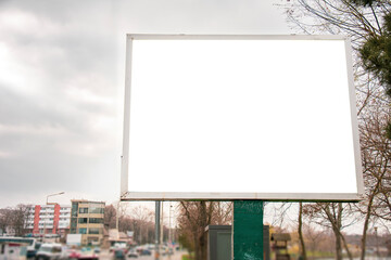 Fototapeta premium large blank white advertising billboard