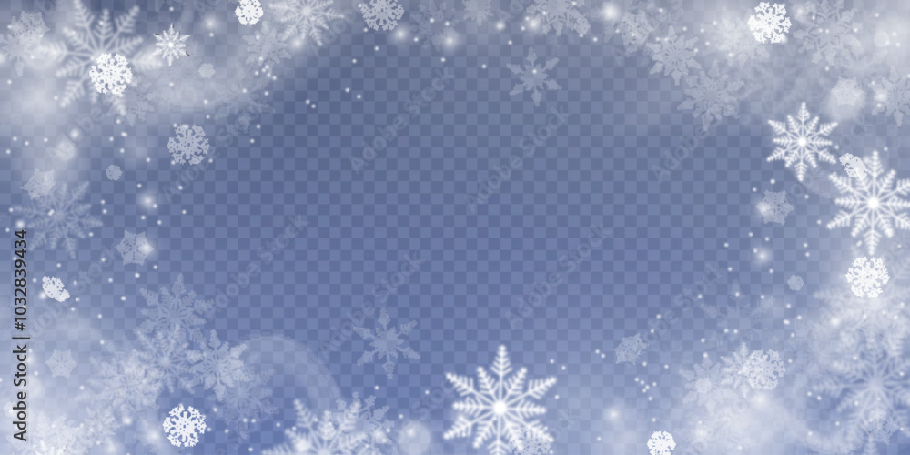 Poster winter cold blizzard effect with snow. vector texture cold winter wind with snowflakes on transparen