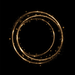 Bright colorful gold ring with neon effect. Round frame light effect for web design and illustrations